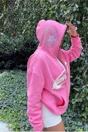 Style Core Aesthetics, New Style Trends - Pink full zip hoodie