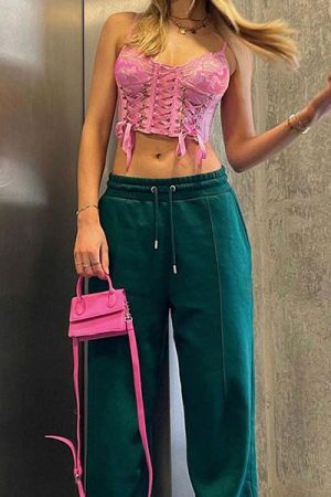 Style Core Aesthetics, New Style Trends - Pink Lace Mesh Top