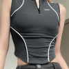 Style Core Aesthetics, New Style Trends - Piping Detail Half Zip Cropped Tank Top