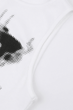 Style Core Aesthetics, New Style Trends - Pixel Robot Star White Cropped Tank Top