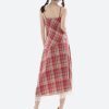 Style Core Aesthetics, New Style Trends - Plaid Lace Midi Dress