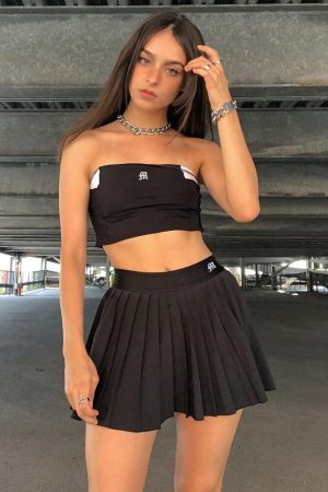 Style Core Aesthetics, New Style Trends - Pleated Black Mini Tennis Skirt