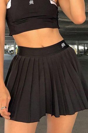 Style Core Aesthetics, New Style Trends - Pleated Black Mini Tennis Skirt