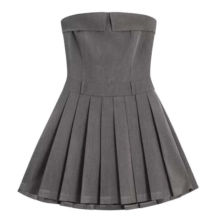 Style Core Aesthetics, New Style Trends - Pleated Mini Dress in Grey Style Core Aesthetics, New Style Trends - Pleated Mini Dress in Grey