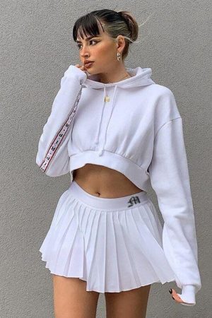 Style Core Aesthetics, New Style Trends - Pleated White Mini Tennis Skirt