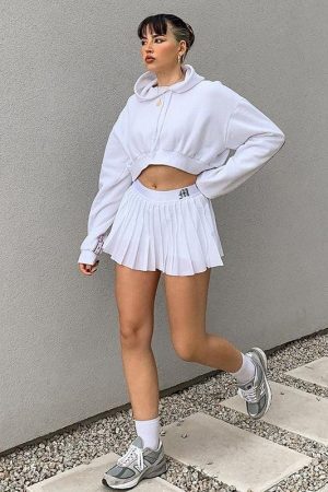 Style Core Aesthetics, New Style Trends - Pleated White Mini Tennis Skirt