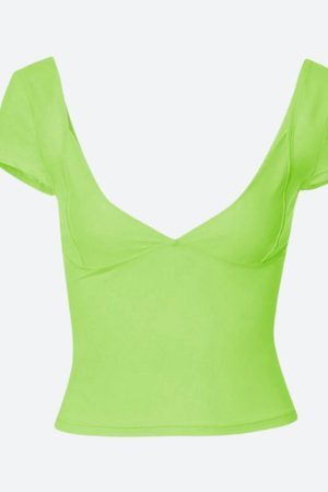 Style Core Aesthetics, New Style Trends - Plunge Neck Bodycon Top