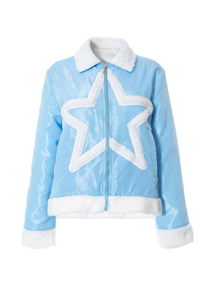 Style Core Aesthetics, New Style Trends - Plush Star Trim Design Jacket Style Core Aesthetics, New Style Trends - Plush Star Trim Design Jacket