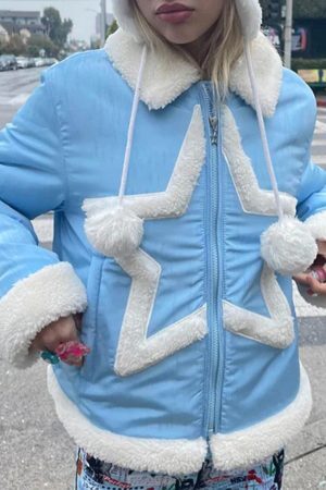 Style Core Aesthetics, New Style Trends - Plush Star Trim Design Jacket
