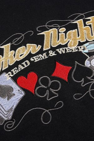 Style Core Aesthetics, New Style Trends - Poker Night Embroidered Sweatshirt