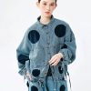Style Core Aesthetics, New Style Trends - Polka Dot Button Up Denim Jacket