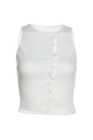 Style Core Aesthetics, New Style Trends - Portrait Mode Button Ribbed Top