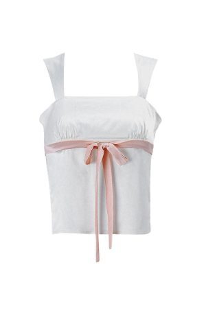 Style Core Aesthetics, New Style Trends - Portrait Mode Satin Bow Tie Top