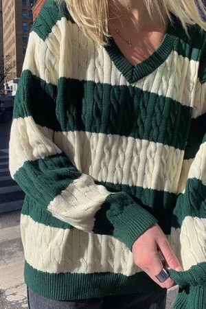 Style Core Aesthetics, New Style Trends - Preppy Girl Striped Jumper