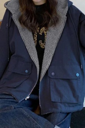 Style Core Aesthetics, New Style Trends - Preppy Reversible Lambswool Hooded Jacket