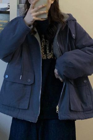 Style Core Aesthetics, New Style Trends - Preppy Reversible Lambswool Hooded Jacket