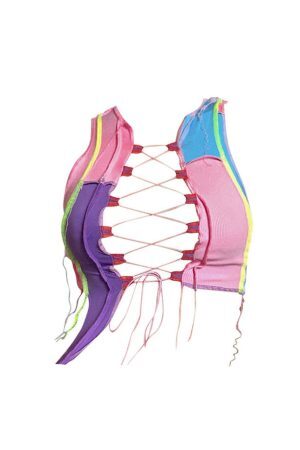 Style Core Aesthetics, New Style Trends - Pretty in Pastel Lace Up Top