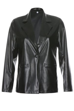 Style Core Aesthetics, New Style Trends - PU Leather Casual Blazer Jacket