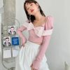 Style Core Aesthetics, New Style Trends - Puff Shoulder Bow Crop Top