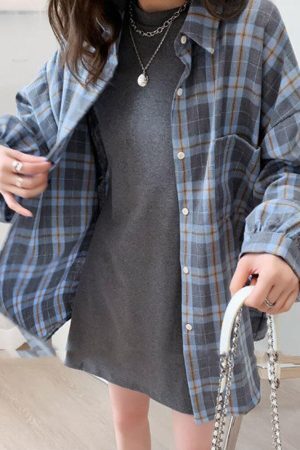 Style Core Aesthetics, New Style Trends - Puff Sleeve Plaid Shirt