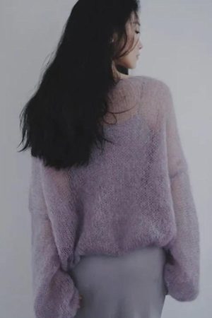 Style Core Aesthetics, New Style Trends - Puff Sleeved Mesh Knit Sweater