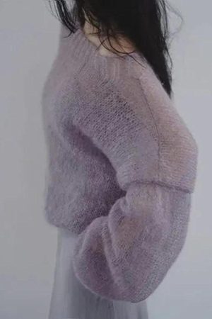 Style Core Aesthetics, New Style Trends - Puff Sleeved Mesh Knit Sweater