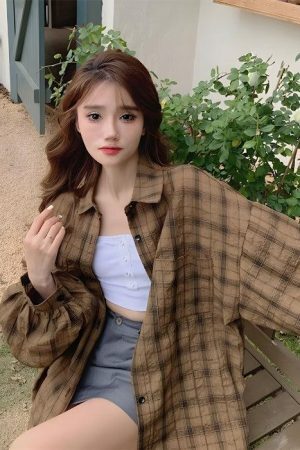 Style Core Aesthetics, New Style Trends - Puff Sleeved Plaid Shirt