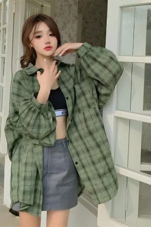 Style Core Aesthetics, New Style Trends - Puff Sleeved Plaid Shirt