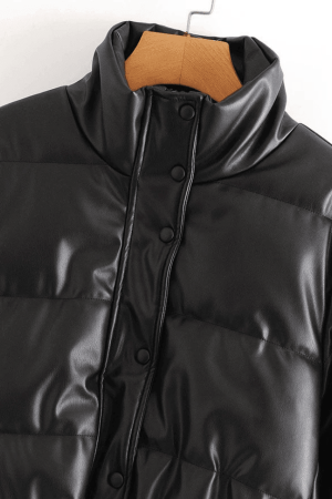 Style Core Aesthetics, New Style Trends - Puffer Jacket Pu Leather Puffer Jacket
