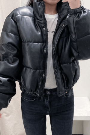 Style Core Aesthetics, New Style Trends - Puffer Jacket Pu Leather Puffer Jacket