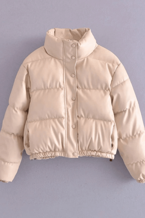Style Core Aesthetics, New Style Trends - Puffer Jacket Pu Leather Puffer Jacket