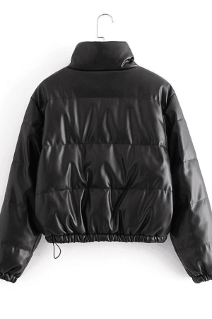 Style Core Aesthetics, New Style Trends - Puffer Jacket Pu Leather Puffer Jacket
