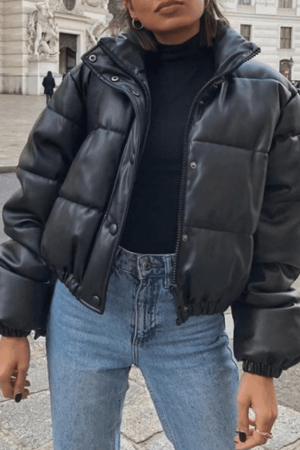 Style Core Aesthetics, New Style Trends - Puffer Jacket Pu Leather Puffer Jacket