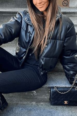 Style Core Aesthetics, New Style Trends - Puffer Jacket Pu Leather Puffer Jacket