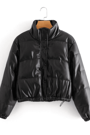 Style Core Aesthetics, New Style Trends - Puffer Jacket Pu Leather Puffer Jacket