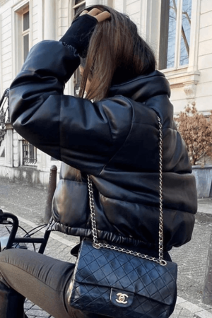 Style Core Aesthetics, New Style Trends - Puffer Jacket Pu Leather Puffer Jacket