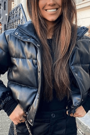Style Core Aesthetics, New Style Trends - Puffer Jacket Pu Leather Puffer Jacket