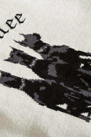 Style Core Aesthetics, New Style Trends - Pull tricoté streetwear Y2K avec graphique 3D Doberman 'Andreilee'