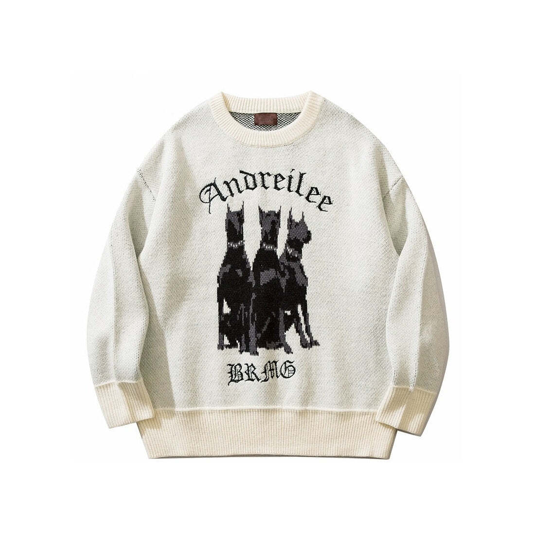Style Core Aesthetics, New Style Trends - Pull tricoté streetwear Y2K avec graphique 3D Doberman 'Andreilee'