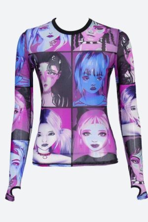 Style Core Aesthetics, New Style Trends - Punk Girls Mesh Top