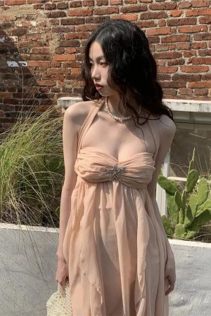 Style Core Aesthetics, New Style Trends - Pure Backless Chiffon Midi Dress