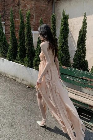 Style Core Aesthetics, New Style Trends - Pure Backless Chiffon Midi Dress