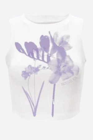 Style Core Aesthetics, New Style Trends - Purple Flowers Tank Top