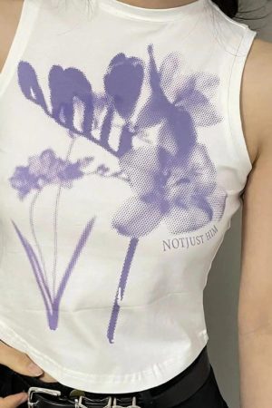 Style Core Aesthetics, New Style Trends - Purple Flowers Tank Top