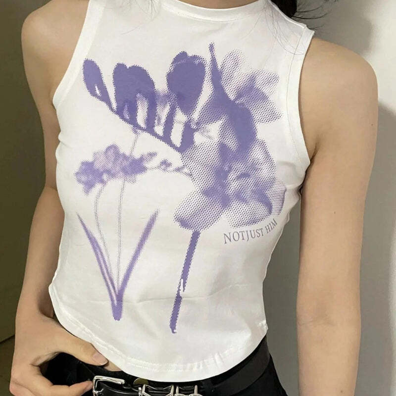 Style Core Aesthetics, New Style Trends - Purple Flowers Tank Top