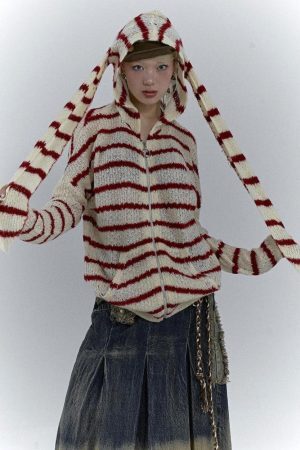 Style Core Aesthetics, New Style Trends - Rabbit Ears Hooded Cardigan Jacket