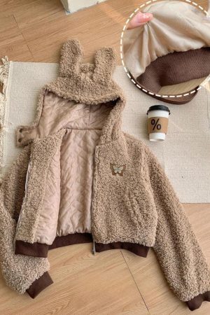 Style Core Aesthetics, New Style Trends - Rabbit Hood Teddy Two Piece Set