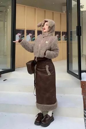 Style Core Aesthetics, New Style Trends - Rabbit Hood Teddy Two Piece Set