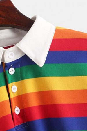 Style Core Aesthetics, New Style Trends - Rainbow Collared Top