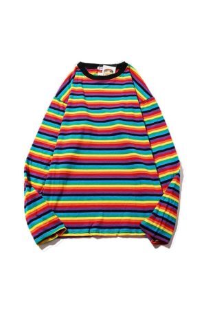 Style Core Aesthetics, New Style Trends - Rainbow Extra Long Sleeve Tee